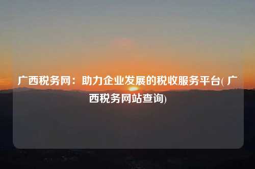 廣西稅務網：助力企業發展的稅收服務平臺( 廣西稅務網站查詢)